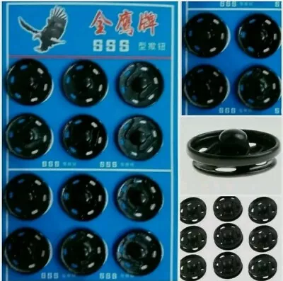 Large 12Pcs 20mm Black Press Stud  Metal Studs Snap Fastener Sewing Titch Button • £3.98