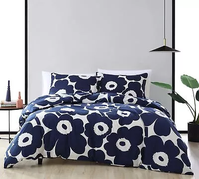 MARIMEKKO - King Duvet Cover Set Cotton Bedding With Matching Shams & Botton... • $307.08