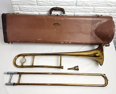 Vtg Bundy H & A Selmer Trombone & Blessing Case Mouthpiece Distressed Instrument • $89.95