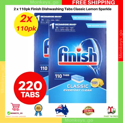 2x Finish Dishwashing Tablets Tabs Classic Everyday Clean Lemon Sparkle 110pk • $57.89