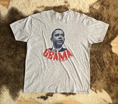 Retro Y2K Barack Obama Graphic Campaign Political Moveon.org Tee Shirt Gray 2XL • $12.99