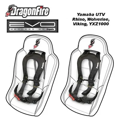 $299.99 • Buy 2 Yamaha UTV EVO By Dragonfire H-Style 4 Point Sewn In Harness Seat Belts Black