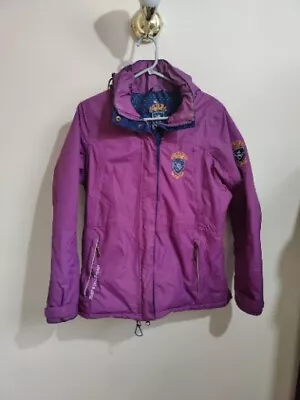 £29.99 • Buy Sherwood Forest Purple Hooded Jacket Jacket Size UK 12 Logo Waterproof Multi Zip