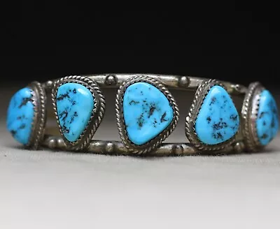 Vintage Native American Navajo Turquoise Sterling Silver Cuff Bracelet  • $292.50