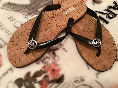 Michael Kors Cork Sandals Jelly Thong Flip Flops-Black-Size 6-GREAT CONDITION! • $19.99