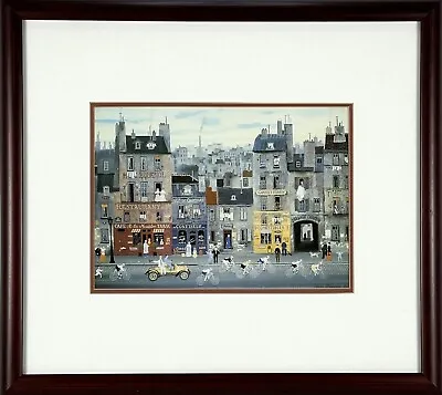 Michel Delacroix La Course Print Framed Signed Double Matted COA Paris Cityscape • $175