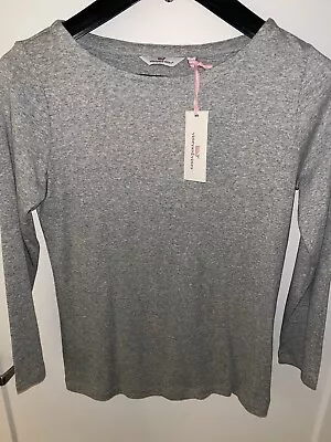 NWT Vineyard Vines Women's Size M Simple Boatneck Tee Top New Stretch Gray New • $19.49