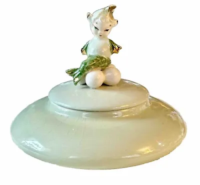 Vtg Green Ceramic Lefton Style Candy Dish W/ Mermaid/Mer-boy On Pearls MCM • $50