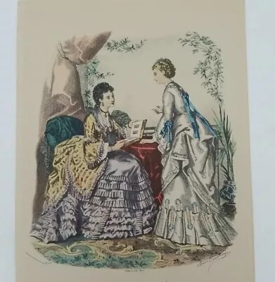 La Mode Illustree Hand Colored 1880's Victorian Fashion Print 12 X 9  • $7.50