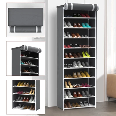 $19.99 • Buy 11 Layer 10 Shelf Shoes Cabinet Storage Organizer Shoe Rack Dustproof Standing 