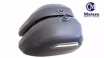 Mutazu Leather Wrapped  Hard Saddlebags For Yamaha V Road Star 650 1100 950 1300 • $399