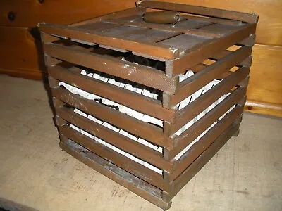 Vintage Farmhouse Wooden Egg Crate Carrier • $60