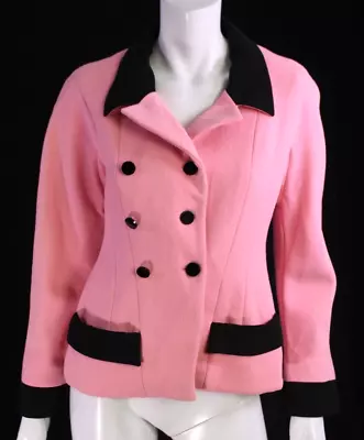 $498 • Buy CHANEL Vintage Bubblegum Pink Crepe Double Breasted Blazer Jacket 38