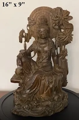 Chinese Natural Wood Carving Verawood Guan Yin Kwan-yin Goddess Buddha Statue • $1450