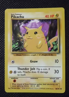 1999 Pokemon Pikachu Card #58/102 1st Generation Rookie Card Gamefreak Wizards • $0.25