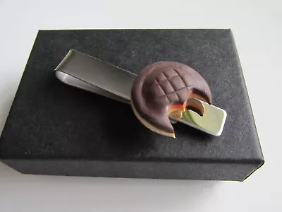 Handmade Novelty Fun Yummy Mini Jaffa Cake Tie Pin Clip Slide - Mens Gift Idea • £4.99