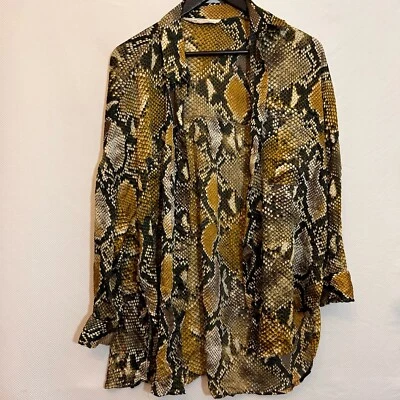 £16.99 • Buy Vintage Womens Boho Blouse Shirt Top Size 18 Brown Ladies Snakeskin Style Work