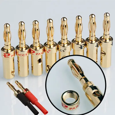 10Pcs 4mm Black Red Connector Gold Plated Banana Audio Speaker Wire Cable Plugs • $11.65