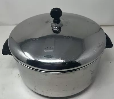 Farberware 6 Qt Stock Pot Stainless Steel Aluminum Clad Bottom 10.25  W/Lid M3 • $32.99