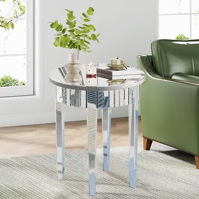 Silver Mirrored End Table High-end Mirrored Coffee Table For Living Room Bedroom • £95.98