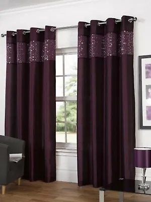 Hamilton McBride Glitz Purple Ring Top / Eyelet Fully Lined 90 X 72 Curtains • £48.90