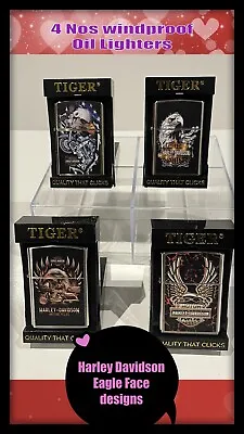 4 Nos Harley Davidson Windroof Oil Lighters Tiger Brand Zippo Fluid Quality Gift • $69.95