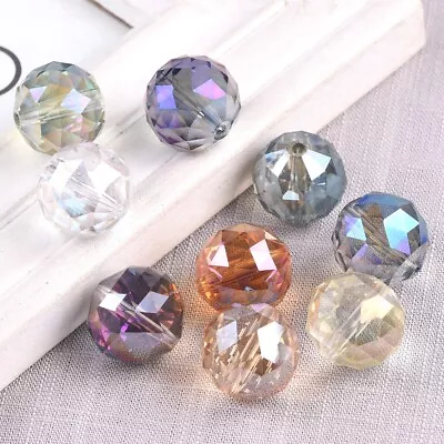 $4.98 • Buy 5pcs Round 20mm Faceted Colorful Crystal Glass Loose Beads For Jewelry Making