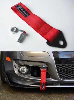 Universal Racing Sport Tow Hook Strap Band High Strength Heavy Duty Loop Red - • $14.95