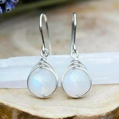 Women Jewelry Pretty Moonstone Drop Earrings Silver Plated Earring Lab-Created • $3.66