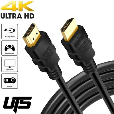 PREMIUM ULTRAHD HDMI CABLE HIGH SPEED 4K 2160p 3D LEAD 1m/2m/3m/4m/5m/7m/10m/15m • £2.45