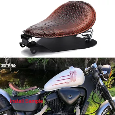 For Harley Softail Chopper Bobber Motorcycle Alligator Leather Spring Solo Seat • $79.24