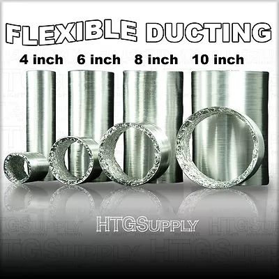 4 6 8 10 FLEXIBLE Aluminum DUCTING HOSE 8 25 Ft EXHAUST DUCT AIR VENT Fan Foot W • $8.99