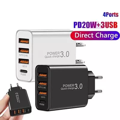 PD 60W Wall Power Adapter USB C Charger 4Ports Phone Charger Fast Charger • $7.60