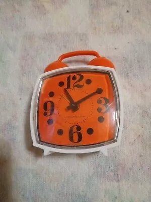 Vintage Westclox Alarm Clock USA Orange Wind Up Works Great Very Unique And Rare • $24.98