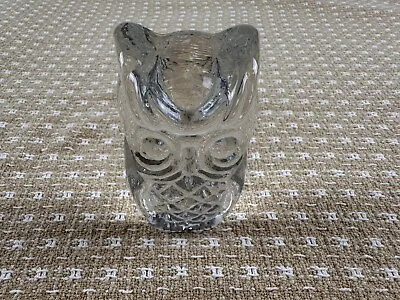 Vintage Owl MCM Retro Viking Art Glass 3.5  Flat Back Figurine Handmade Clear • $20