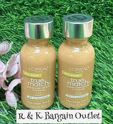 2 ~ L'Oreal Paris True Match Super Blendable Foundation W4.5 Fresh Beige 1 Oz • $13.56