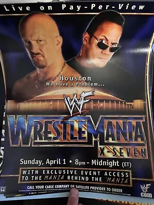 11x14 Poster WWF WWE Wrestlemania 17 Stone Cold Steve Austin The Rock • $1.25