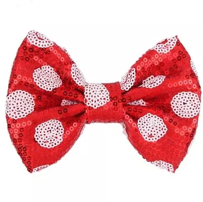 NEW Minnie Mouse Girls Red Sequin Hair Bow Clip 5 Inches • $4.79