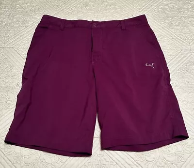 Puma Golf Mens Shorts 36 Purple Performance Dry Cell Sport Baggy Wide Leg • $25