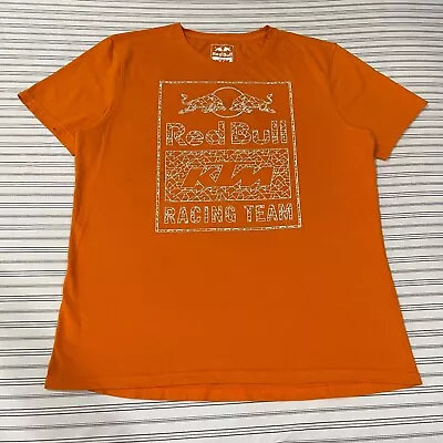 Red Bull KTM Racing Team Men's Logo T-Shirt Orange Size XL Double Sided • $9.49