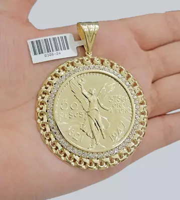 1947 Mexican Centenario Coin Charm Pendant Replica 50 Pesos With Bezel 10kt Gold • $1366.04