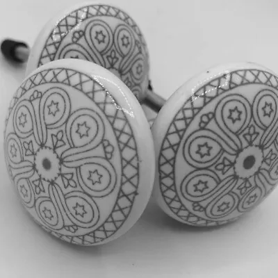 £16 • Buy Set Of 12 Vintage Look Grey Ceramic Knobs Door Handle Cabinet Drawer Cupboard