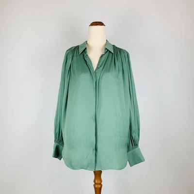 $24.95 • Buy WITCHERY Blouse Top Size 8 Long Sleeve Collared Sage Green Buttons Corporate