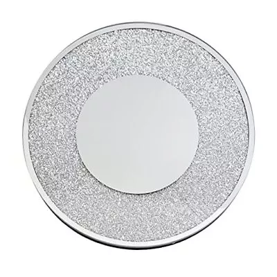 Round Crystal-Filled Charger Unique Dramatic Glass Mirrored Dinner Plate  • $57.98
