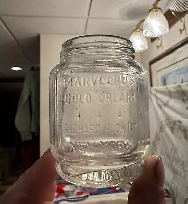 Antique Emb Marvelous Cold Cream Jar Richard Hudnut New York NY Ca 1920 Smaller • $12.99