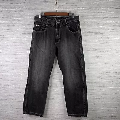 VINTAGE Southpole Jeans Mens 34x30 Black Baggy Fit Straight Leg Faded Y2K Hiphop • $98.88