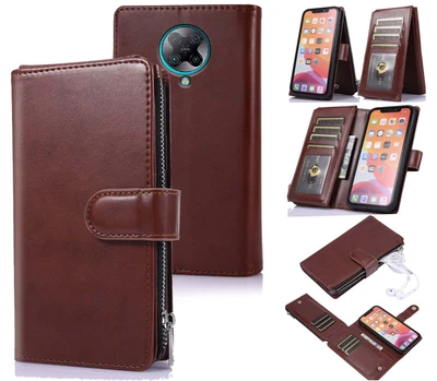 Xiaomi Poco F2 Pro Multifunction Pu Leather Wallet Case 10 Cards Zip Pouch • $15.50