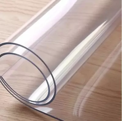 Clear Pvc Vinyl Table Cover 120-1000 Micron Thick Waterproof Table Protector • £7.15