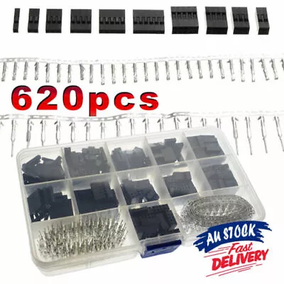 620x Crimp Pin Jumper Pin Connector Male Female Header Dupont Wire Housing Kit • $17.56