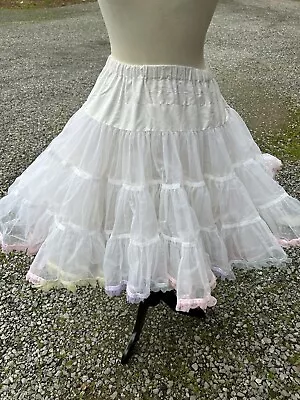 Vintage Malco Modes Square Dance Petticoat Med White Pink Purple Yellow Blue • $45